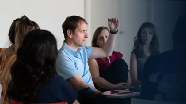 Software developers at strategy meeting