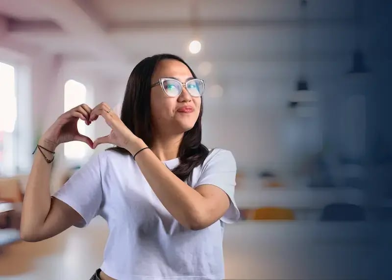 Happy support representative ready to help clients and recipients.