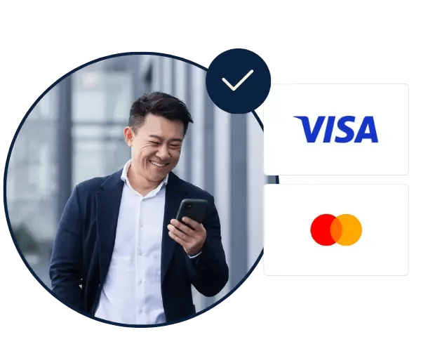 man on phone receiving a prepaid card.