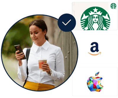 Research participant receiving an incentive gift card on her phone.